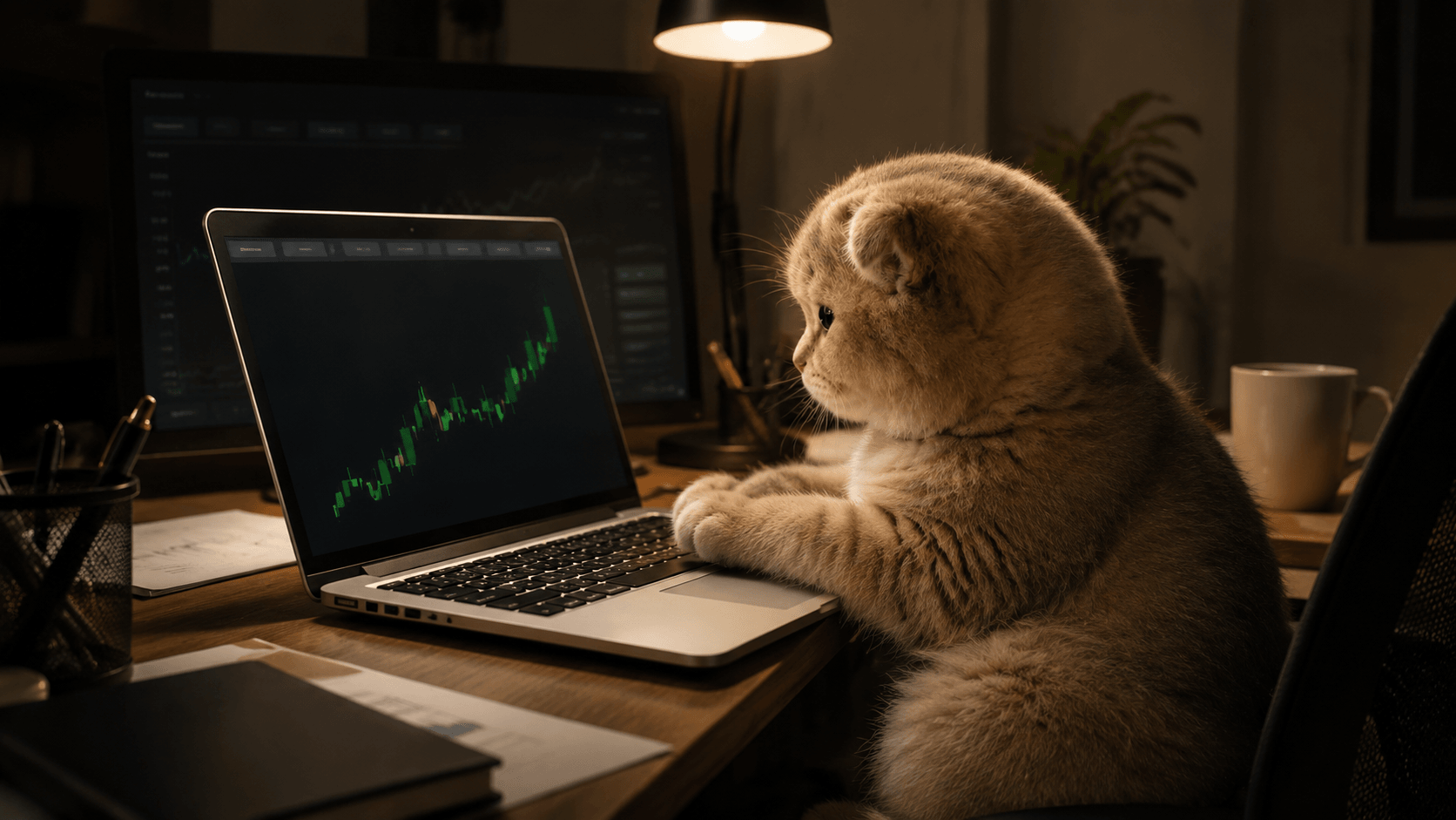 cat buying on the puter at night